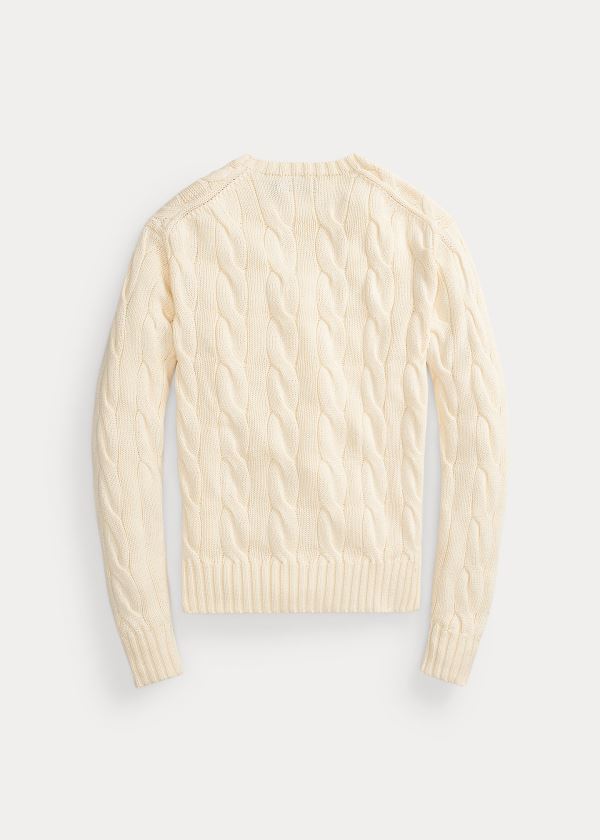 Polo Ralph Lauren Vented-Hem Cable-Knit Striktrøje Dame Danmark (GCRUQ5268)